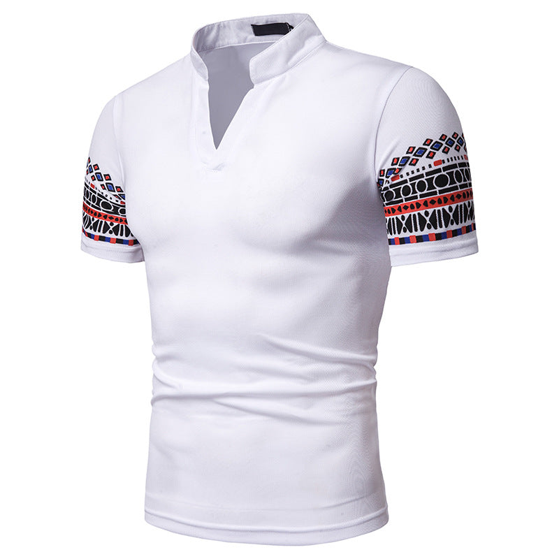 Moreno Mandarin Collared V-Neck Polo Shirt