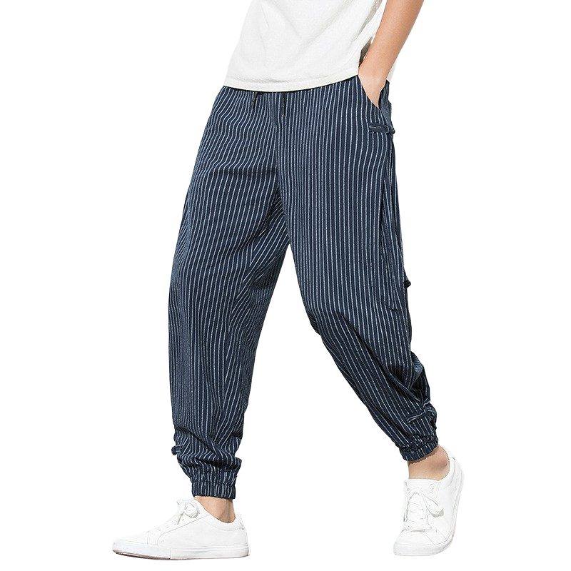 Vertical Stripe Harem Pants