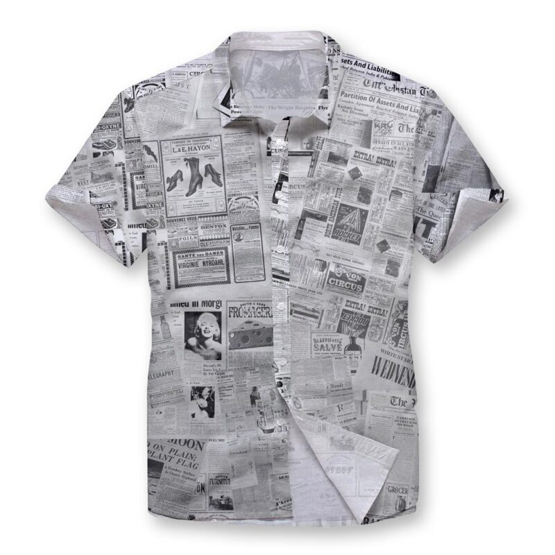 Newspaper Pattern Button Shirt