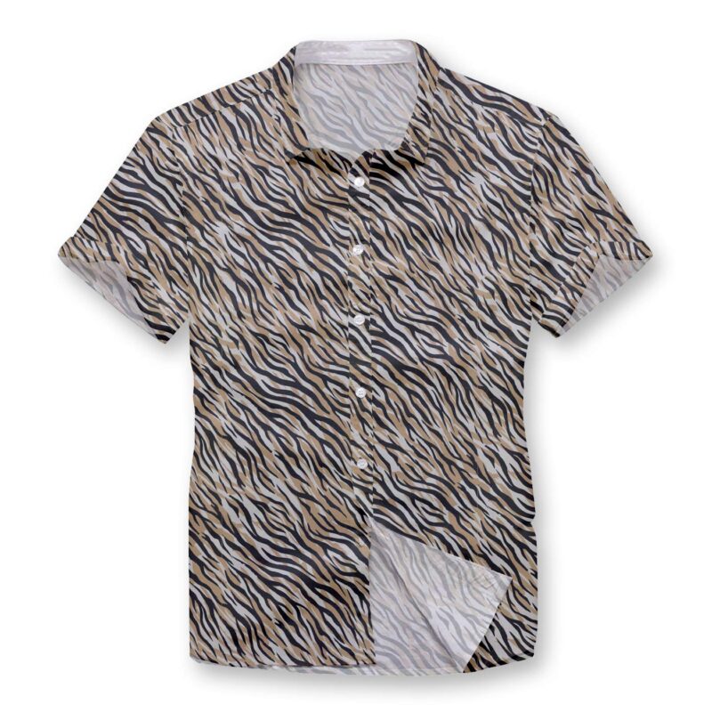 Golden Tiger Pattern  Button Shirt