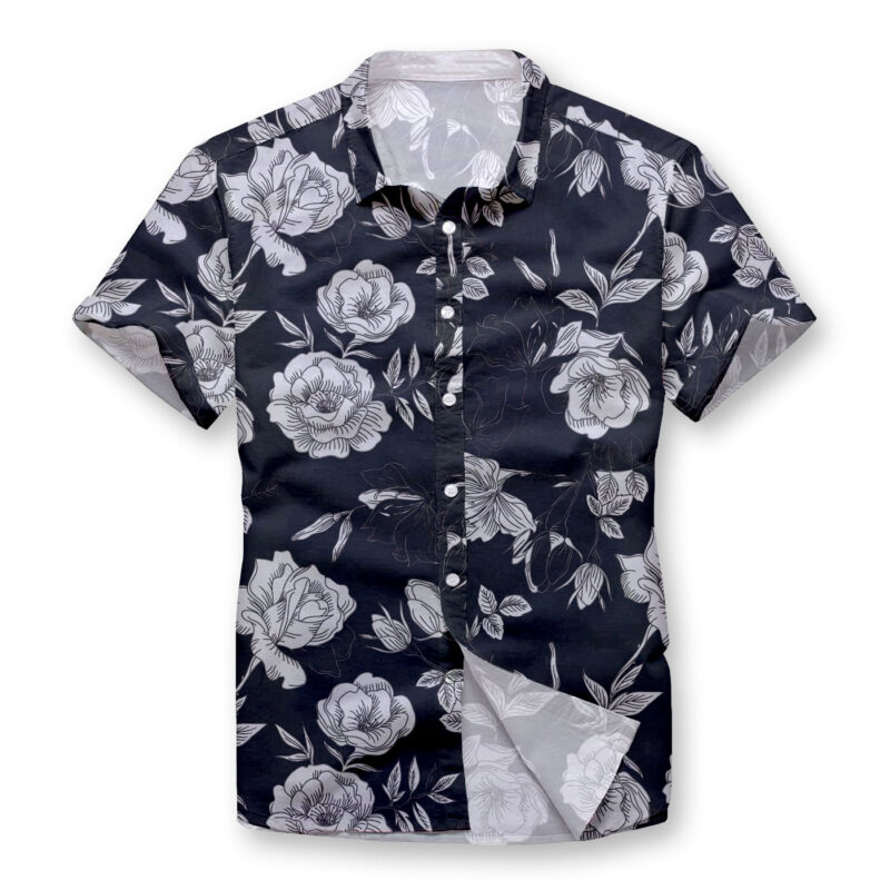 Silver Flowers Button Shirt