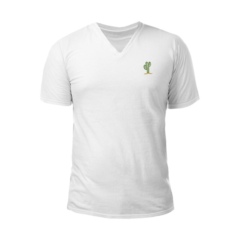 Cactus Embroidered V-Neck T-Shirt