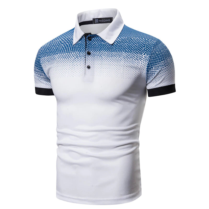 Halftone Dotted Pattern Polo Shirt