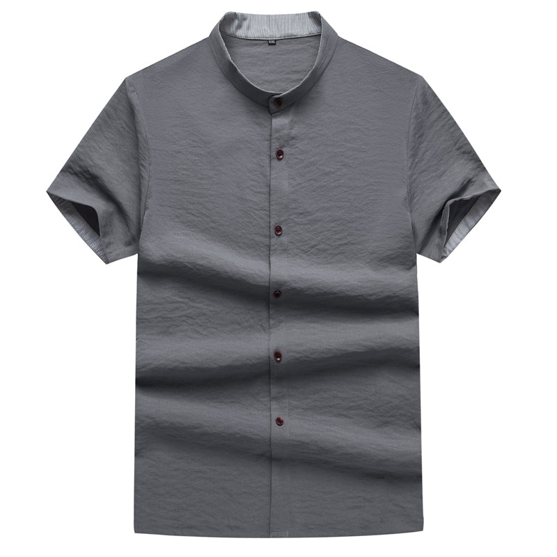 Simple Round Neck Button Shirt