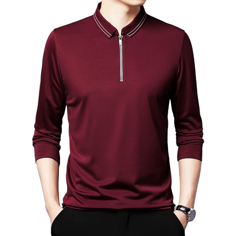 Solid Long Sleeve Polo Shirt