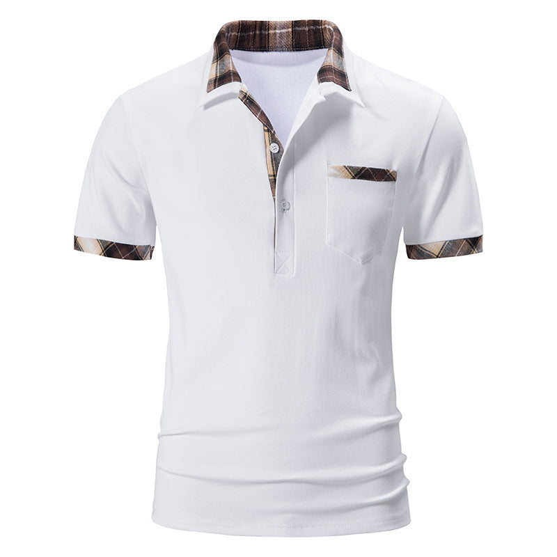 Short Sleeve Checkered Collar Polo Shirt