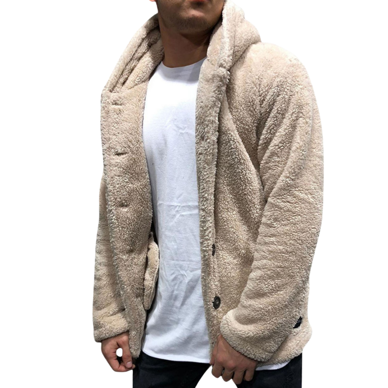 Warm Fleece Hooded Button Jacket