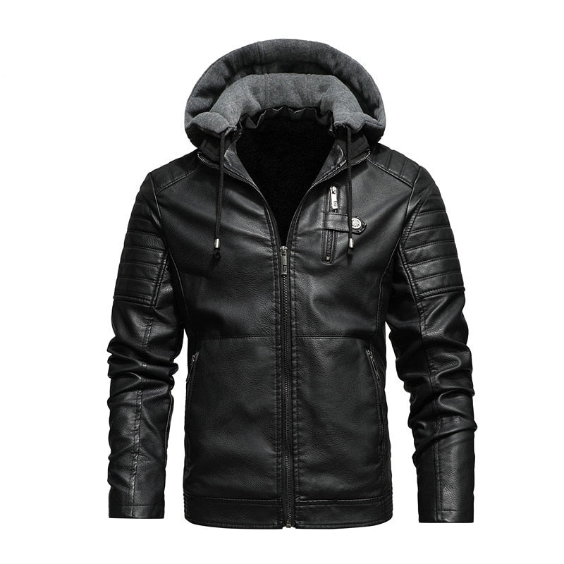 Terzo Hooded Autumn Leather Jacket