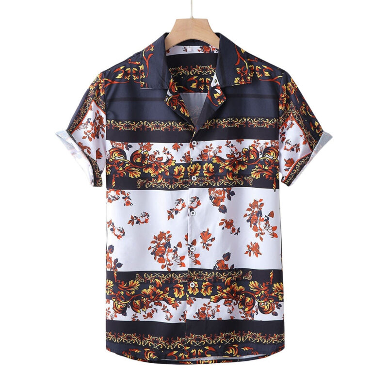 B&W Floral Short Sleeved Shirt