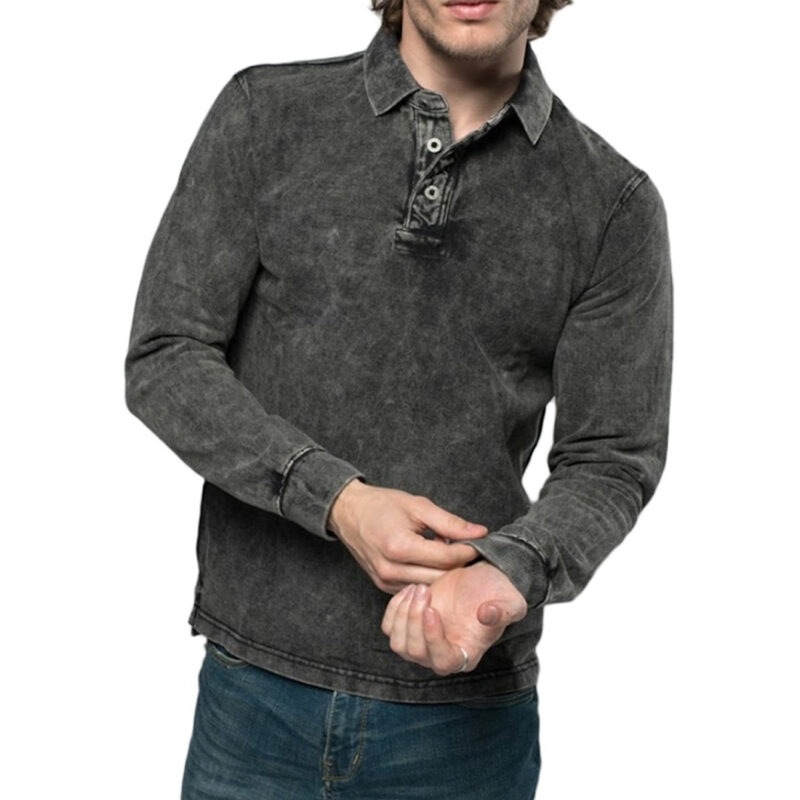 Mesh Long Sleeve Polo Shirt